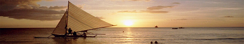 Segelboot am Strand von Boracay, März 2000